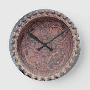Horloge Ronde Tasse copte, terre cuite peinte avec des