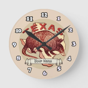 Horloge Ronde Tatou du Texas