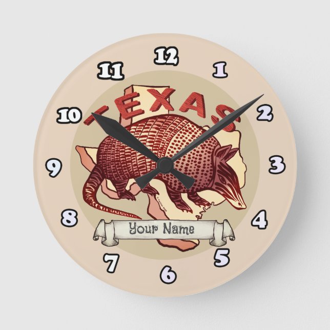 Horloge Ronde Tatou du Texas (Recto)