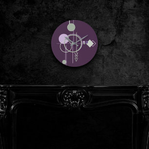 Horloge Ronde Tattoos   Bohème vert pourpre Abstrait