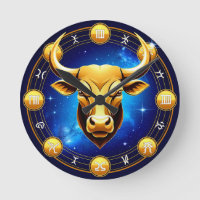 Taureau doré dans un cercle zodiacal cosmique