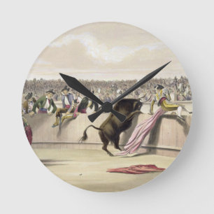 Horloge Ronde Taureau sautant les barrières, 1865 (litho de