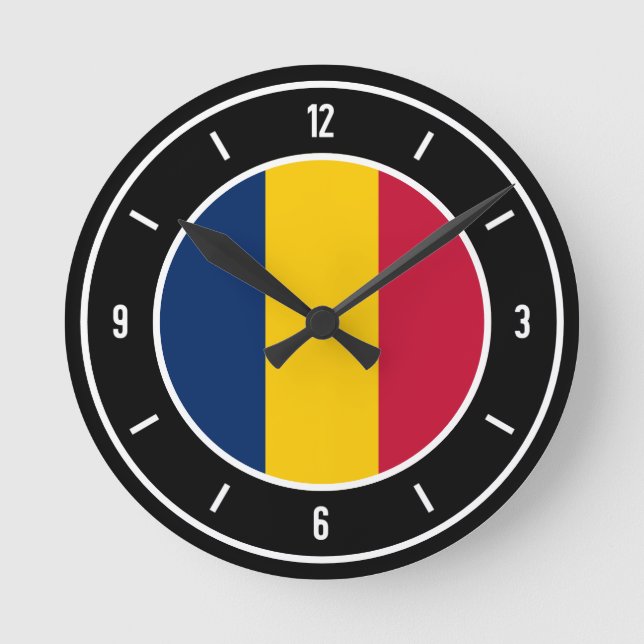 Horloge Ronde Tchad Drapeau élégant rond (Recto)