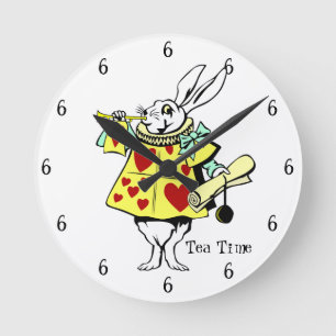 Horloge Ronde Tea Time White Rabbit