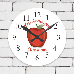 Horloge Ronde Teacher Apple Whimsical School classe