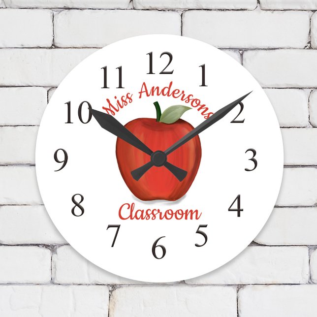 Horloge Ronde Teacher Apple Whimsical School classe (Custom classroom apple clock )