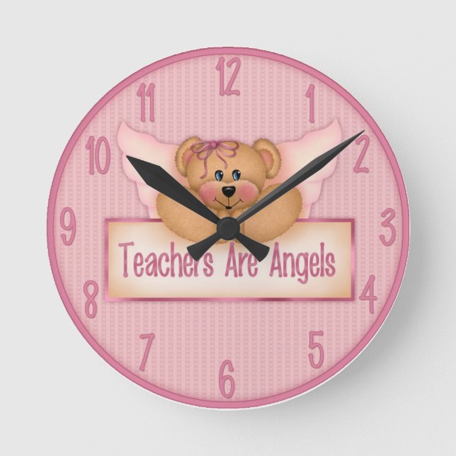 Horloge Ronde Teacher Are Angels Wall Clock. (Recto)