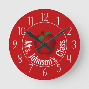 Horloge Ronde Teacher Red Apple Personalized Round Clock