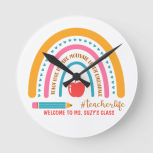 Horloge Ronde #Teacherlife Arc en ciel salle de classe personnal