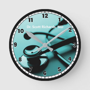 Horloge Ronde Teal Blue Medical