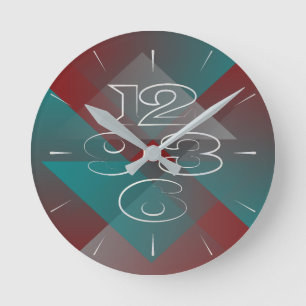Horloge Ronde Teal burgundy shades