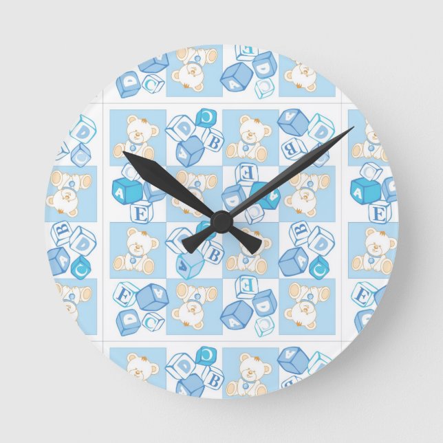 Horloge Ronde Teddy bear check pattern (Recto)