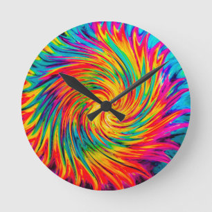 HORLOGE RONDE TEINTURE LIE VENT ABSTRAIT