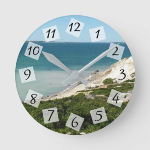 Horloge Ronde Tempête de vagues océaniques sur la plage
