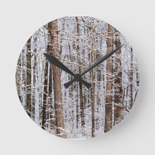 Horloge Ronde Tempête glaciaire d'hiver dans la forêt (Recto)