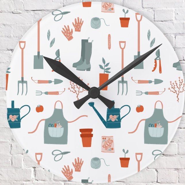 Horloge Ronde Temps de jardinage fun (Fun Gardening Time wall clock for gardeners)