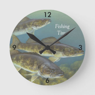 Horloge Ronde "Temps de pêche" avec la peinture des brochets