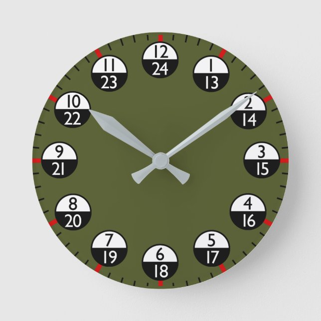 Horloge Ronde Temps militaire 24 heures (Recto)