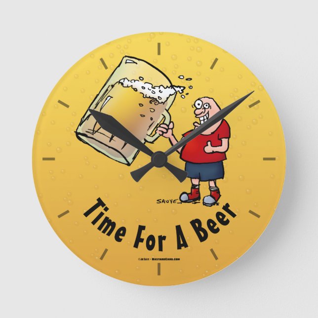 Horloge Ronde Temps Pour Une Bière Drôle Drôle Carton (Recto)