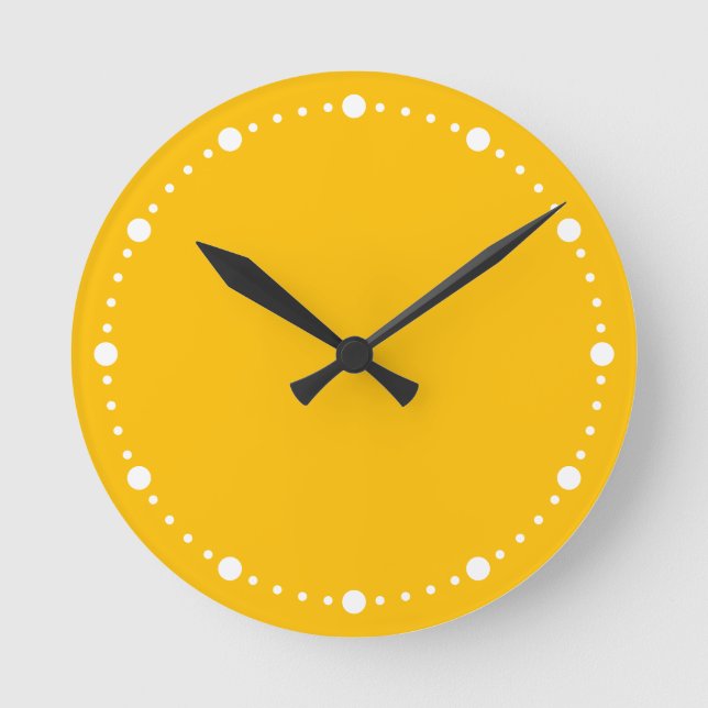 Horloge Ronde Tendance Couleur Sunburst Jaune Blanc Points Horlo (Recto)