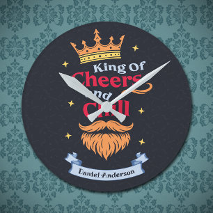 Horloge Ronde Tendance Moderne Colorée Funny King Citation Typog