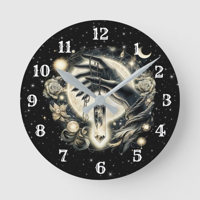 Horloge Ronde Tenir à la main un cristal sous le clair de lune (Recto)
