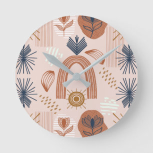Horloge Ronde Terracotta Sunrise : Harmonie Bohème, Rose Pâle