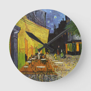 Horloge Ronde Terrasse de café la nuit Van Gogh