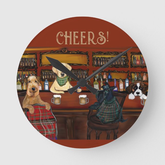 HORLOGE RONDE TERRIER AIREDALE & AMIS       (Recto)