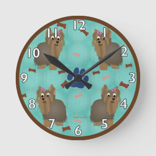 Horloge Ronde Terrier du Yorkshire