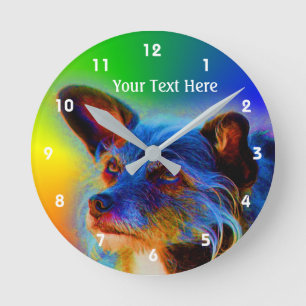 Horloge Ronde Terrier Mix Chien Art animal Abstrait