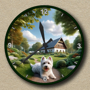 Horloge Ronde Terrier West Highland blanc personnalisable (Westi