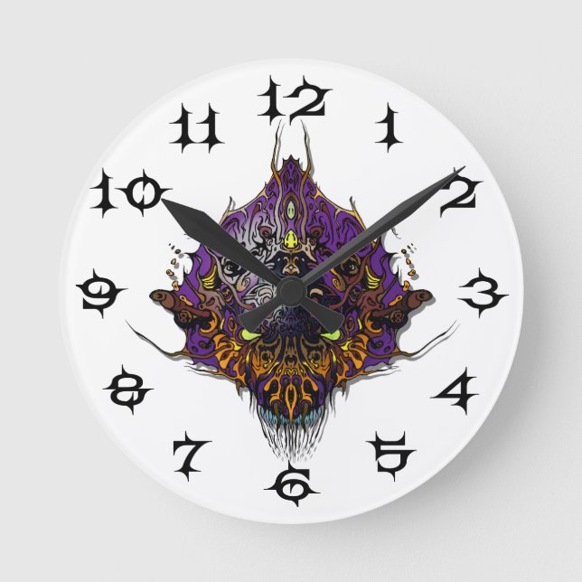 Horloge Ronde Tête Alien - violet (Recto)