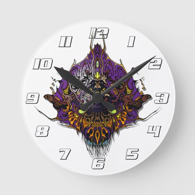 Horloge Ronde Tête Alien - violet (Recto)