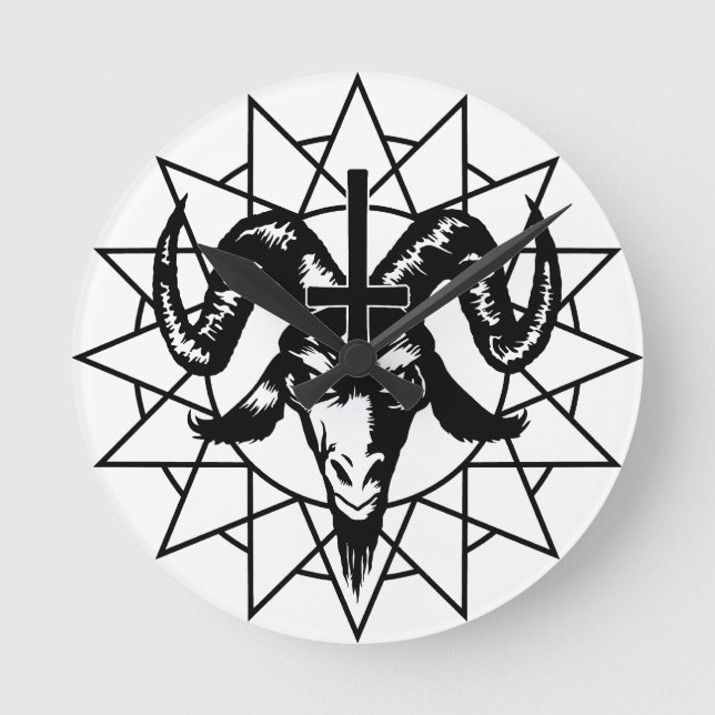 Horloge Ronde Tête avec Chaos Star (noir) (Recto)