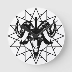 Horloge Ronde Tête avec Chaos Star (noir)