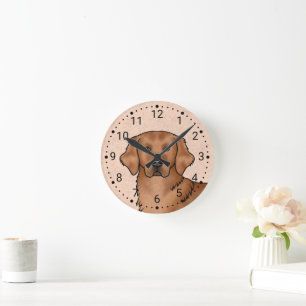 Horloge Ronde Tête de chien de dessin animé Retriever Golden Rou