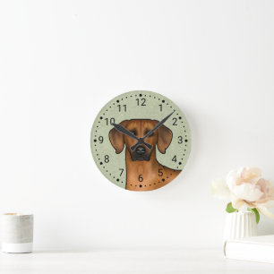 Horloge Ronde Tête de chien Rhodesian Ridgeback Brun Lion Africa