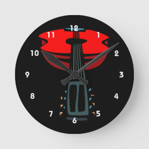 Horloge Ronde tête de guitare acoustique sur red.png