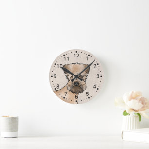 Horloge Ronde Tête de Terrier Irlandais à Poil Souple sur fond b