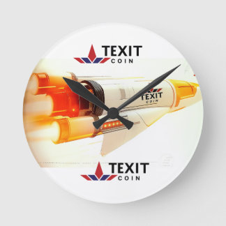 Horloge Ronde "TeXit Coin Rocket Ship avec logo