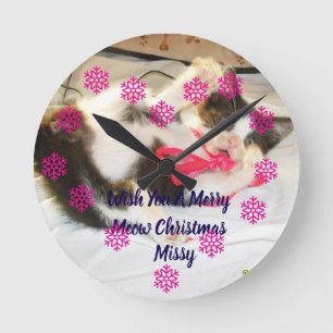Horloge Ronde Texte de jingle de chaton, Personnaliser, 