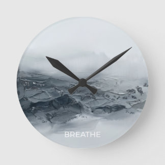 Horloge Ronde Texte personnalisé Art de Montagne Abstrait Gris N
