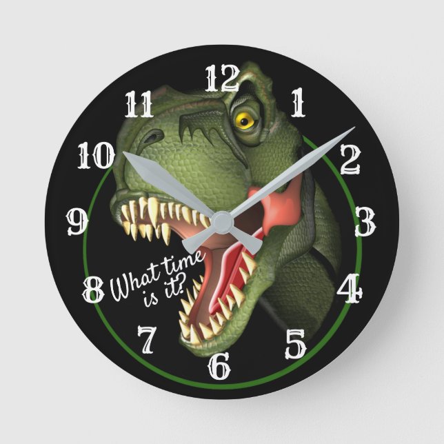 Horloge Ronde Texte personnalisé Maigre Scare T-Rex Dinosaure Gr (Recto)