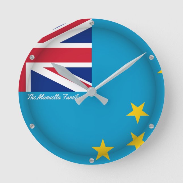 Horloge Ronde Texte personnalisé Tuvaluan Fière Tuvalu Pays Drap (Recto)