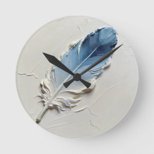 Horloge Ronde Texture 3D Impasto Bleu Élégant Moderne