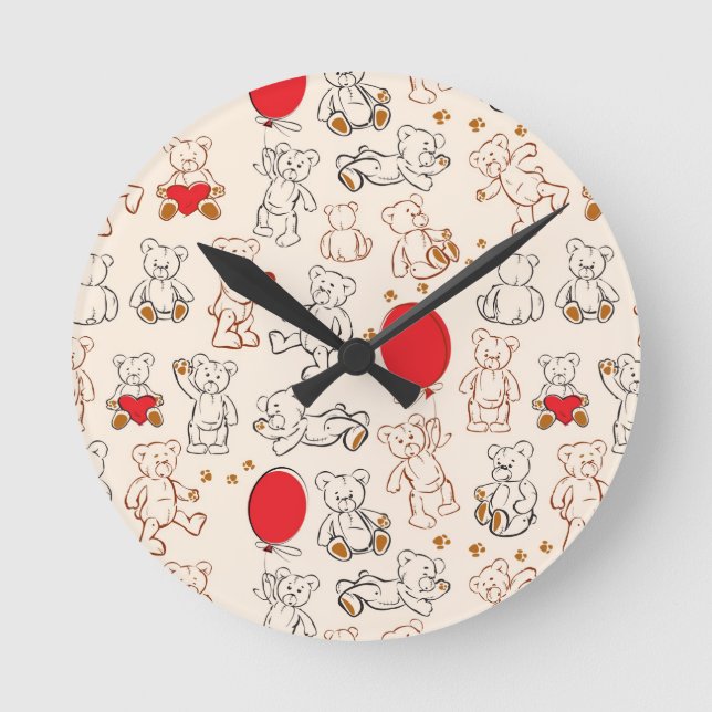 Horloge Ronde Texture avec Nounours (Recto)
