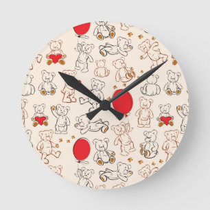 Horloge Ronde Texture avec Nounours