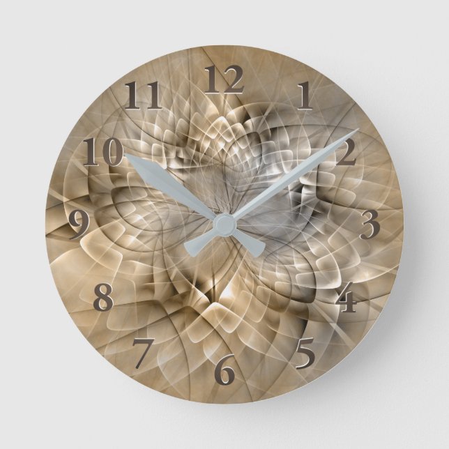 Horloge Ronde Texture d'art fractal moderne abstrait Tons de Ter (Recto)
