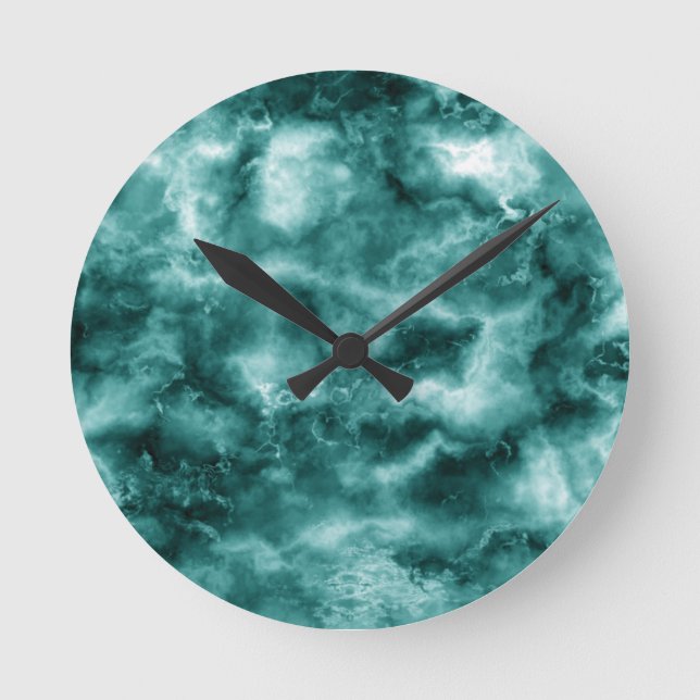 Horloge Ronde Texture de marbre vert foncé (Recto)